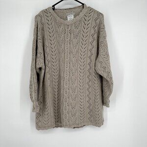 Esprit Sweater Vintage 90's Open‎ Knit Tan Size S